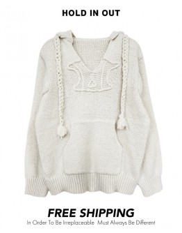              Free Shipping Knitted Hoodies Loose Sweater