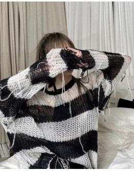 FREE SHIPPING ASYMMETRICAL THIN KNITTED SWEATER
