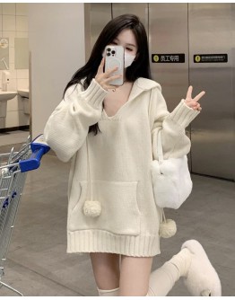          Free Shipping Over-Size Hoodie Knit Sweater