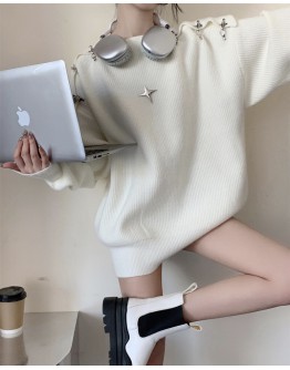          Free Shipping Star Metal Knitted Loose Sweater
