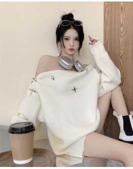          Free Shipping Star Metal Knitted Loose Sweater