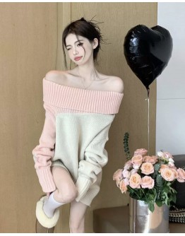   Free Shipping Cut-Out Off-The-Shoulder Knit Sweater