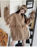    Free Shipping Fringe Over-Size Knitted Sweater