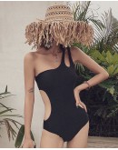                                                          【Preorder】40kg-60kg Pads Asymmetrical Black Swimwear