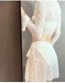                                                          【Preorder】40kg-65kg Cream Pads Bikini + Tops+ Skirt Swimwear