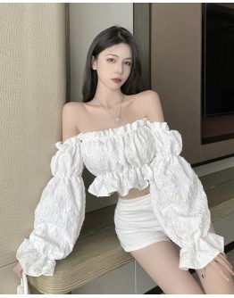     FREE SHIPPING OFF-THE-SHOULDER PUFF-SLEEVED TOPS