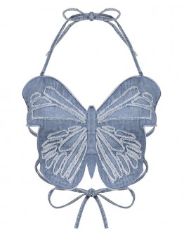    FREE SHIPPING CAMISOLE LACE-UP BACKLESS BUTTERFLY VEST