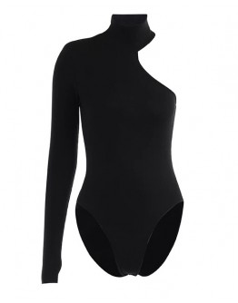  FREE SHIPPING ASYMMETRICAL LONG-SLEEVED FITTED BODY SUIT