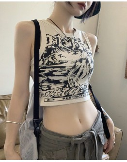          FREE SHIPPING ANIME PATTERN KNITTED SLEEVELESS TOPS