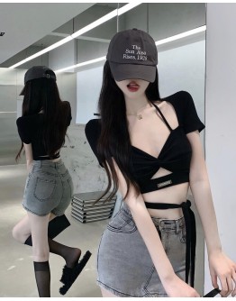          Free Shipping Cut-Out Camisole Short Tops