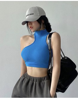          Free Shipping Turtleneck Sleeveless Short Tops