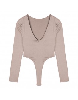          Free Shipping V-Neck Long-Sleeved Body-Suit Tops