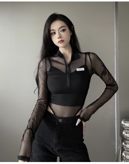          Free Shipping Camisole Vest With Long-Sleeved Body-Suit