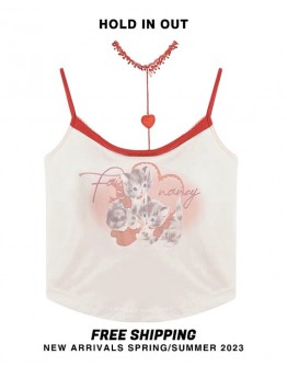              Free Shipping Love Heart Halter-Neck Short Vest