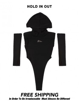              Free Shipping Hoodie Sleeve Metal Body-Suit Tops