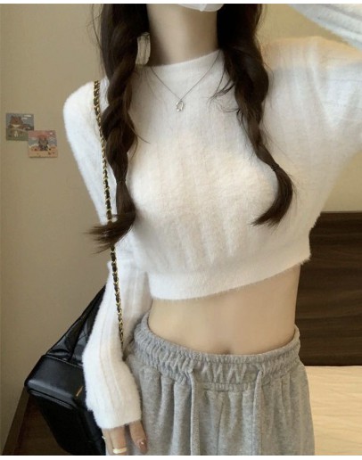                   Free Shipping Fitted Knitted Knit Short Tops