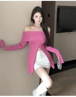              Free Shipping Off-The-Shoulder Long-Sleeved Tops