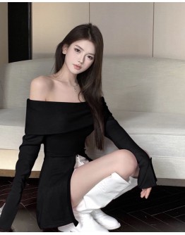              Free Shipping Off-The-Shoulder Long-Sleeved Tops