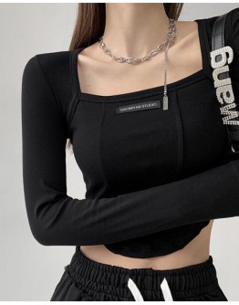 FREE SHIPPING LONG-SLEEVED SQUARE-NECK TOPS