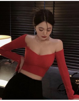   FREE SHIPPING FITTED KNIT SHORT TOPS