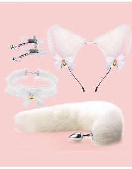                                                          【Preorder】Kitty Bell Necklace Hairband 4 In Set