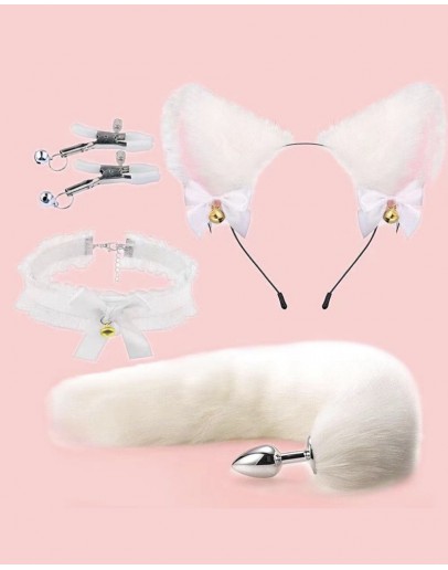                                                          【Preorder】Kitty Bell Necklace Hairband 4 In Set