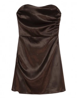    Free Shipping Dark Brown Silk Fitted Dress