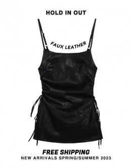              Free Shipping Faux Leather Slim Fit Dress