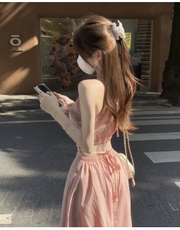              Free Shipping Pinky Backless Maxi Dress