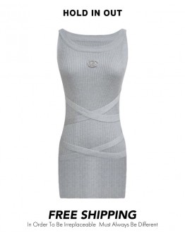              Free Shipping Metal Knitted Fitted Dress
