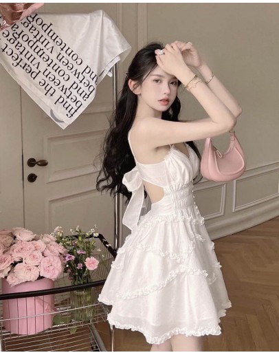              Free Shipping Backless Bowknot Dress / Knit Outwear