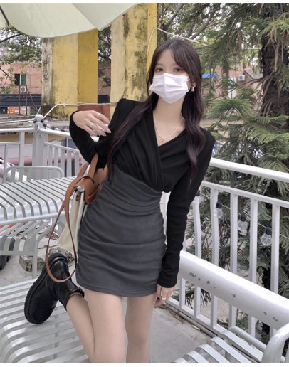              Free Shipping S-4XL V-Neck Fitted Plus Dress