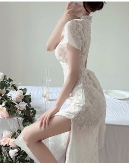              Free Shipping Backless Long-Line Lace Dress
