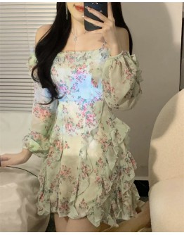        FREE SHIPPING OFF-THE-SHOULDER FLORA LONG-SLEEVED DRESS 