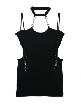        FREE SHIPPING CUT-OUT CHAIN FITTED DRESS