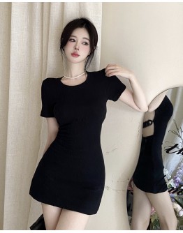         FREE SHIPPING BACKLESS CHAIN KNITTED DRESS