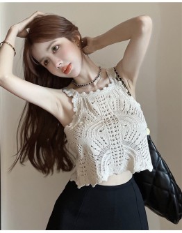       FREE SHIPPING LADIES CUT-OUT KNITTED SHORT VEST