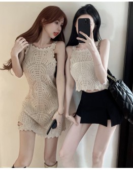       FREE SHIPPING LADIES CUT-OUT KNITTED SHORT VEST