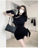          Free Shipping Metal Rings Fitted Dress