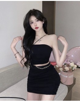          Free Shipping Chain Cut-Out Fitted Dress