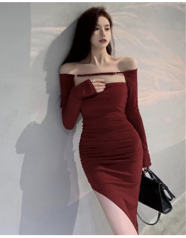   FREE SHIPPING CUT-OUT FITTED LONG-DRESS