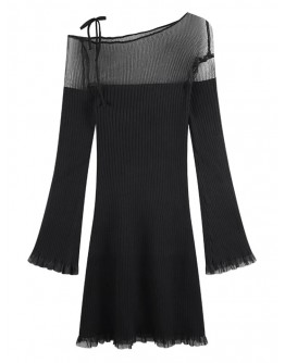         Free Shipping Grenadine Long-Sleeved Knitted Dress