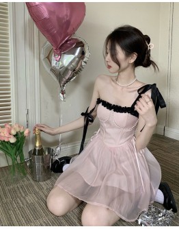         Free Shipping Faux Pearl Ribbon Dress